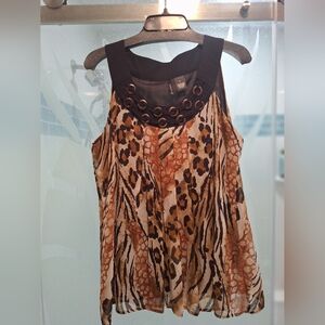 New Directions Multicolor Animal Print Blouse New